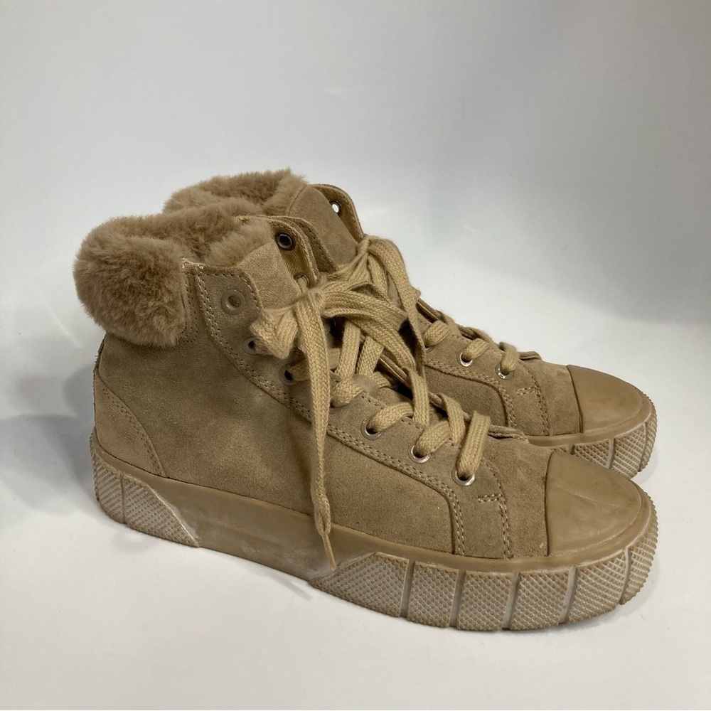 Zara faux fur trimmed high top sneakers size 37